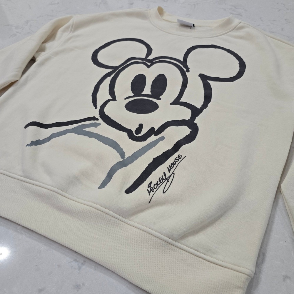 Disney Mickey Mouse Primark Cream Graphic Sweatshirt Womens Small NWT Retro